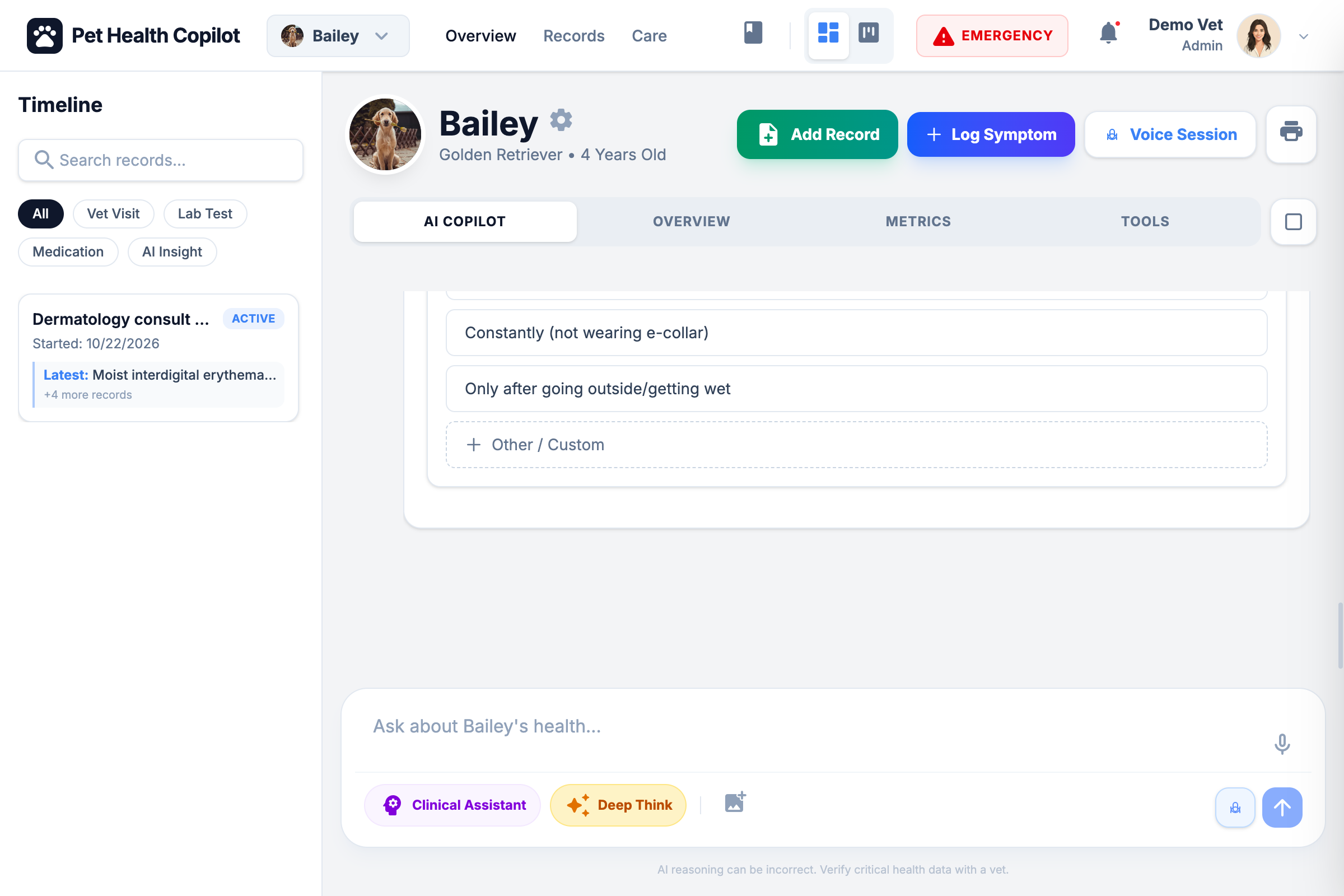 Copilot chat mid-conversation — F-1 app screenshot