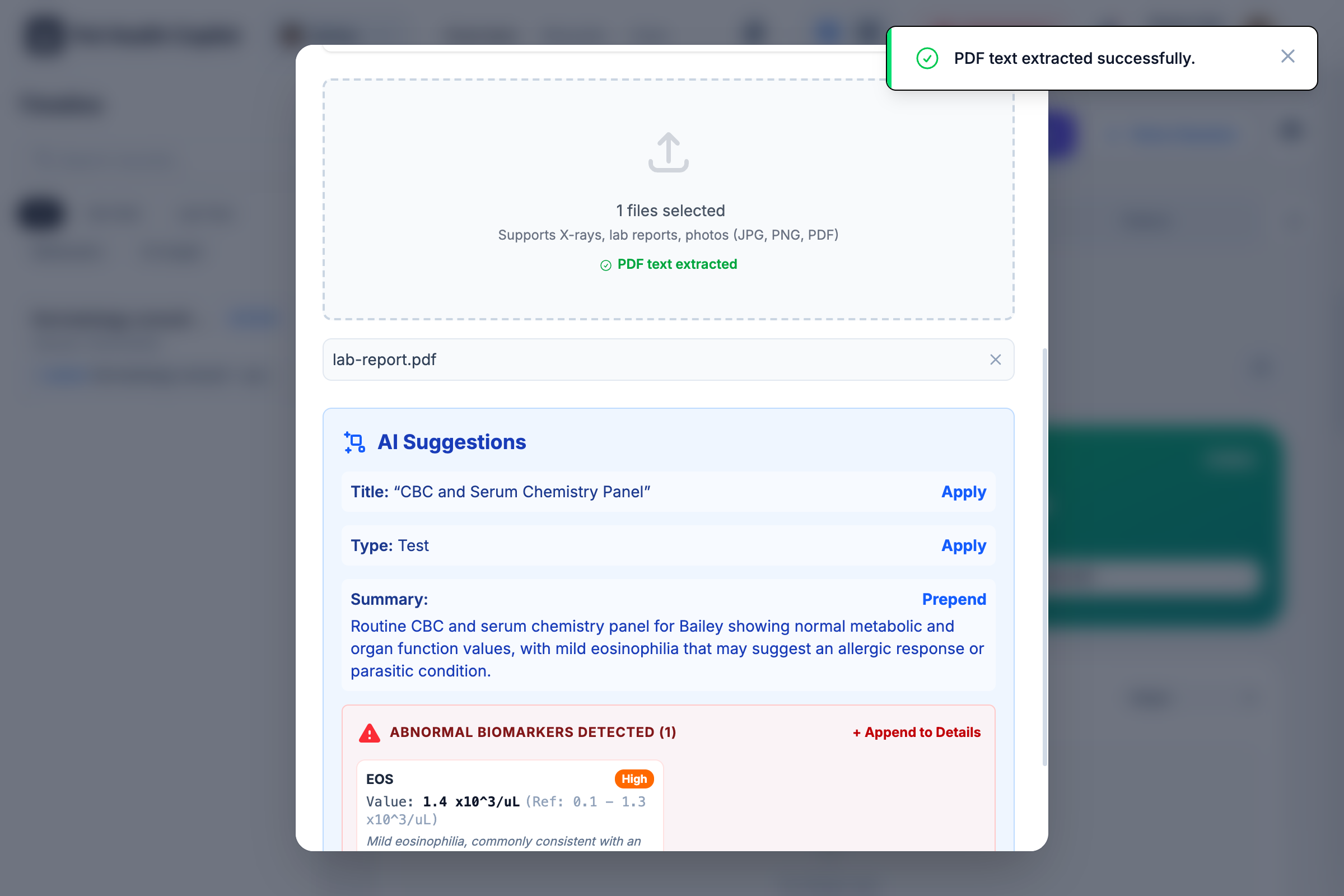 Upload flow — F-2 app screenshot